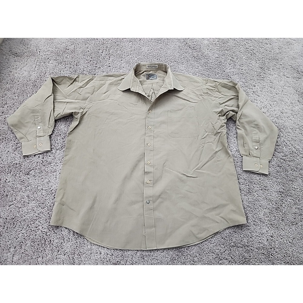 Vintage Italo Mondo Dress Shirt Mens 18 Tall Tan Khaki Made in Korea